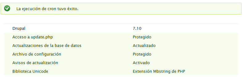 Resultado de la actualización.